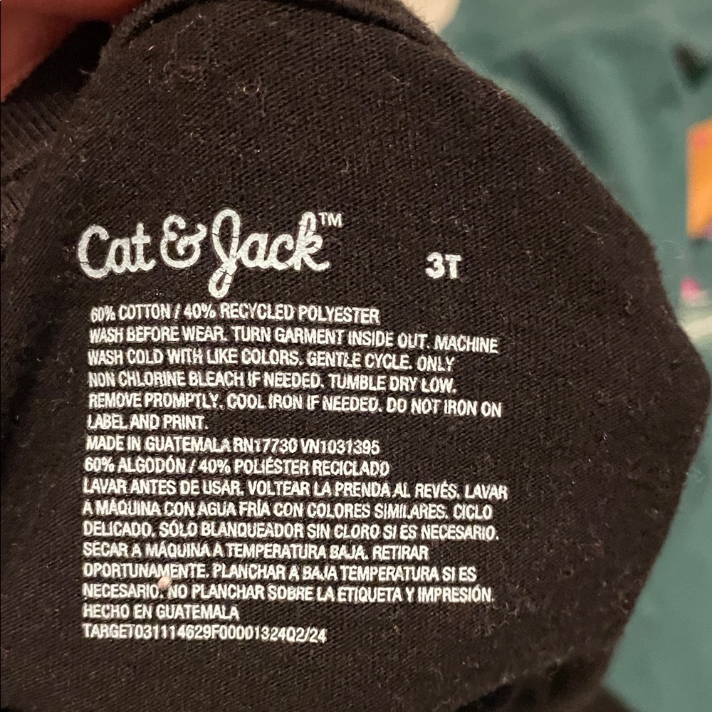 Cat & Jack Toddler Size 3T Long Sleeve Tees Black, Green, Mint Green BUNDLE SET - Picture 7 of 7